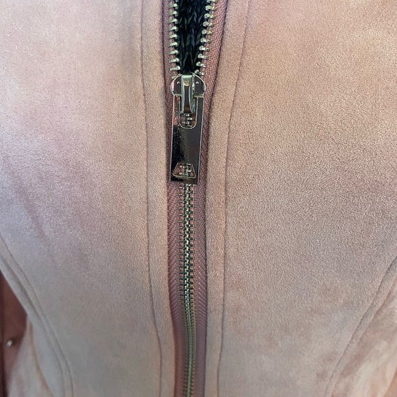 Light Rose Pink Faux Suede Bell Sleeve Jacket - Picture 11 of 12